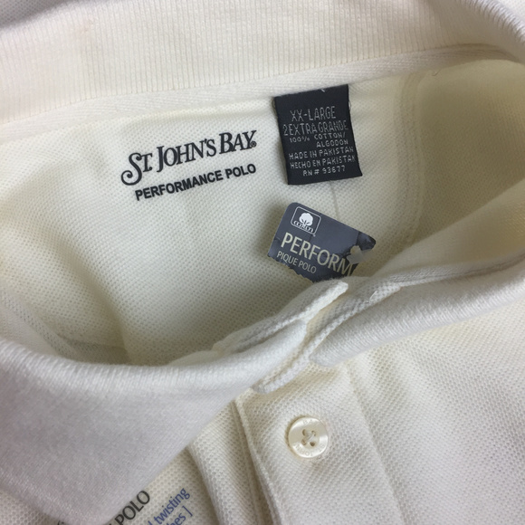 Mens Performance Pique Polo Shirt Ivory Size XXL - Picture 3 of 8
